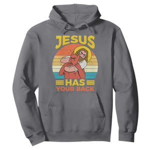 Funny Jesus Has Your Back Hoodie Jiu Jitsu Retro Christian TS11 Charcoal Print Your Wear
