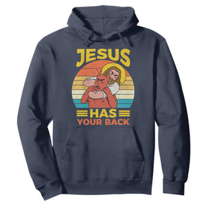 Funny Jesus Has Your Back Hoodie Jiu Jitsu Retro Christian TS11 Navy Print Your Wear