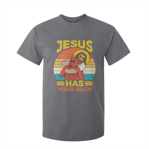 Funny Jesus Has Your Back T Shirt For Kid Jiu Jitsu Retro Christian TS11 Charcoal Print Your Wear