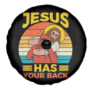 Funny Jesus Has Your Back Spare Tire Cover Jiu Jitsu Retro Christian TS11 Print Your Wear
