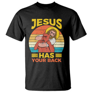Funny Jesus Has Your Back T Shirt Jiu Jitsu Retro Christian TS11 Black Print Your Wear