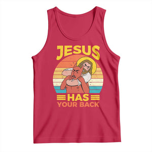 Funny Jesus Has Your Back Tank Top Jiu Jitsu Retro Christian TS11 Red Print Your Wear
