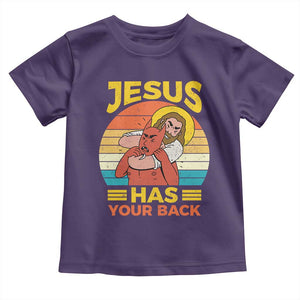 Funny Jesus Has Your Back Toddler T Shirt Jiu Jitsu Retro Christian TS11 Purple Print Your Wear