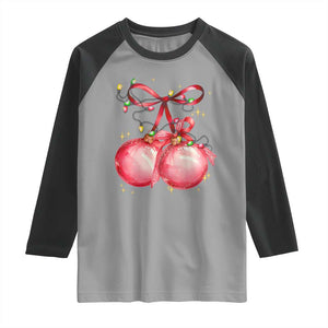 Christmas Coquette Pink Baubles Bow Raglan Shirt TS11 Sport Gray Black Print Your Wear