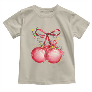 Christmas Coquette Pink Baubles Bow Toddler T Shirt TS11 Sand Print Your Wear