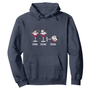 Funny Christmas Wine Hoodie Drink Drank Drunk Snowman Xmas TS11 Navy Print Your Wear