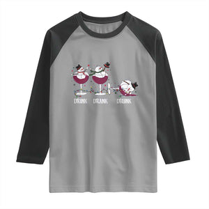 Funny Christmas Wine Raglan Shirt Drink Drank Drunk Snowman Xmas TS11 Sport Gray Black Print Your Wear
