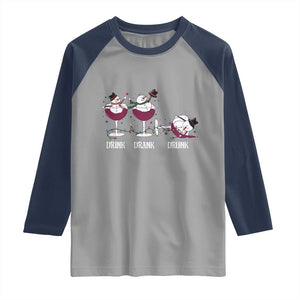 Funny Christmas Wine Raglan Shirt Drink Drank Drunk Snowman Xmas TS11 Sport Gray Navy Print Your Wear