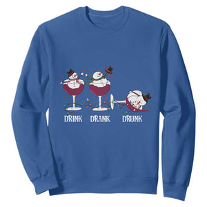 Funny Christmas Wine Sweatshirt Drink Drank Drunk Snowman Xmas TS11 Royal Blue Print Your Wear
