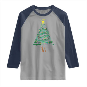 Christmas Gun Raglan Shirt Xmas Tree 2nd Amendment Star TS11 Sport Gray Navy Print Your Wear
