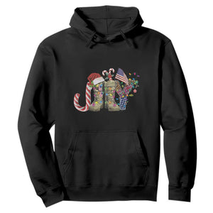 Christmas Veterans Hoodie Joy Candy Cane American Flag TS11 Black Print Your Wear