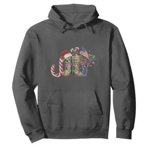 Christmas Veterans Hoodie Joy Candy Cane American Flag TS11 Dark Heather Print Your Wear