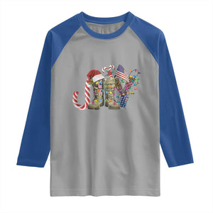 Christmas Veterans Raglan Shirt Joy Candy Cane American Flag TS11 Sport Gray Royal Print Your Wear