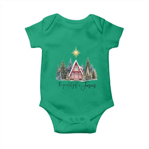Christian Christmas Baby Onesie The Greatest Gift Is Jesus Star Of Bethlehem TS11 Irish Green Print Your Wear
