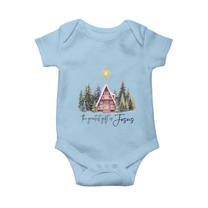 Christian Christmas Baby Onesie The Greatest Gift Is Jesus Star Of Bethlehem TS11 Light Blue Print Your Wear