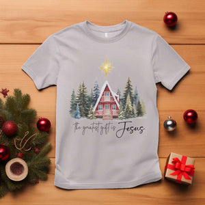 Christian Christmas T Shirt The Greatest Gift Is Jesus Star Of Bethlehem TS11 Ice Gray Print Your Wear