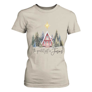 Christian Christmas T Shirt For Women The Greatest Gift Is Jesus Star Of Bethlehem TS11 Sand Print Your Wear