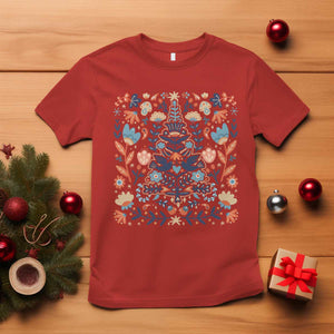 Norwegian Christmas Scandinavian Yule Xmas Tree Folk Art Winter Solstice T Shirt TS11 Red Print Your Wear
