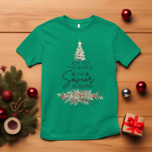 Funny Christmas Christian Faith T Shirt Joy To The World The Savior Is Born Xmas Tree TS11 Irish Green Print Your Wear