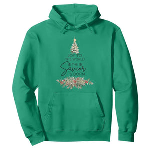 Funny Christmas Christian Faith Hoodie Joy To The World The Savior Is Born Xmas Tree TS11 Irish Green Print Your Wear