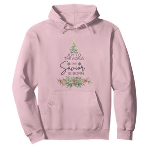 Funny Christmas Christian Faith Hoodie Joy To The World The Savior Is Born Xmas Tree TS11 Light Pink Print Your Wear