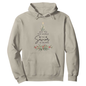 Funny Christmas Christian Faith Hoodie Joy To The World The Savior Is Born Xmas Tree TS11 Sand Print Your Wear