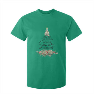 Funny Christmas Christian Faith T Shirt For Kid Joy To The World The Savior Is Born Xmas Tree TS11 Irish Green Print Your Wear