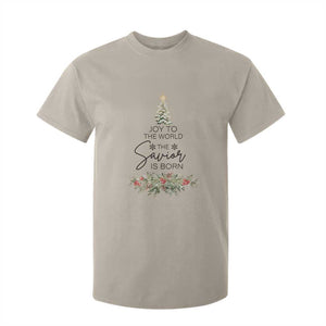Funny Christmas Christian Faith T Shirt For Kid Joy To The World The Savior Is Born Xmas Tree TS11 Sand Print Your Wear