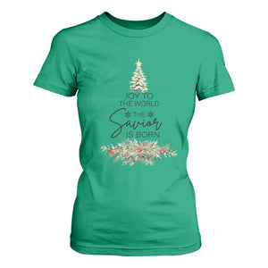 Funny Christmas Christian Faith T Shirt For Women Joy To The World The Savior Is Born Xmas Tree TS11 Irish Green Print Your Wear
