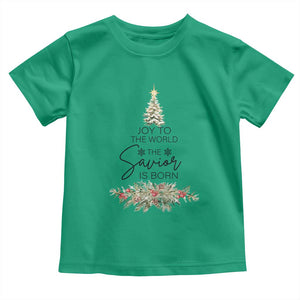 Funny Christmas Christian Faith Toddler T Shirt Joy To The World The Savior Is Born Xmas Tree TS11 Irish Green Print Your Wear