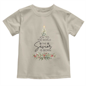 Funny Christmas Christian Faith Toddler T Shirt Joy To The World The Savior Is Born Xmas Tree TS11 Sand Print Your Wear