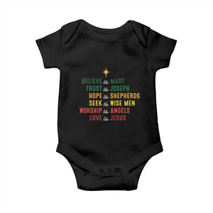 Christian Faith Baby Onesie Believe Like Mary Trust Like Joseph Hope Like Shepherds TS11 Black Print Your Wear