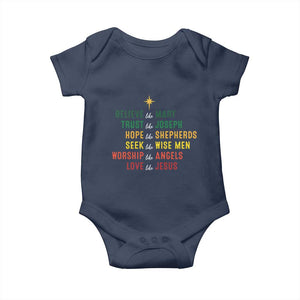 Christian Faith Baby Onesie Believe Like Mary Trust Like Joseph Hope Like Shepherds TS11 Navy Print Your Wear