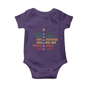 Christian Faith Baby Onesie Believe Like Mary Trust Like Joseph Hope Like Shepherds TS11 Purple Print Your Wear