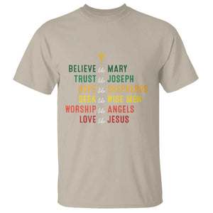 Christian Faith T Shirt Believe Like Mary Trust Like Joseph Hope Like Shepherds TS11 Sand Print Your Wear