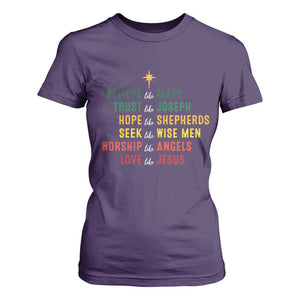 Christian Faith T Shirt For Women Believe Like Mary Trust Like Joseph Hope Like Shepherds TS11 Purple Print Your Wear