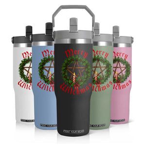 Nordic Christmas Flip Straw Tumbler Merry Witchmas Pagan Yule Xmas Wreath TS11 Print Your Wear