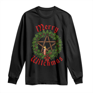 Nordic Christmas Long Sleeve Shirt Merry Witchmas Pagan Yule Xmas Wreath TS11 Black Print Your Wear