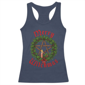 Nordic Christmas Racerback Tank Top Merry Witchmas Pagan Yule Xmas Wreath TS11 Navy Print Your Wear