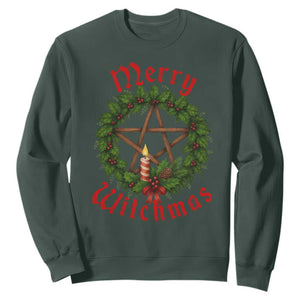 Nordic Christmas Sweatshirt Merry Witchmas Pagan Yule Xmas Wreath TS11 Dark Forest Green Print Your Wear