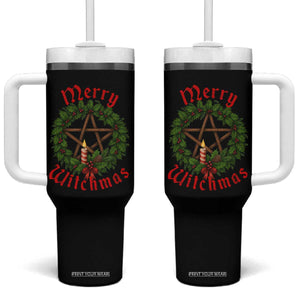 Nordic Christmas Tumbler With Handle Merry Witchmas Pagan Yule Xmas Wreath TS11 One Size: 40 oz Black Print Your Wear