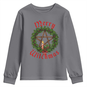 Nordic Christmas Youth Sweatshirt Merry Witchmas Pagan Yule Xmas Wreath TS11 Charcoal Print Your Wear