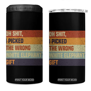 Oh Shit I Picked The Wrong White Elephant Gift 4 in 1 Can Cooler Tumbler Funny Christmas Gift Exchange Game TS11 One Size: 16 oz Black Print Your Wear