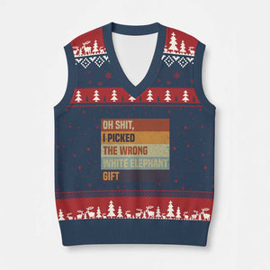 Oh Shit I Picked The Wrong White Elephant Gift V-Neck Knit Sweater Vest Funny Xmas Gift Exchange Game TS11 Navy Red Print Your Wear