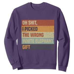 Oh Shit I Picked The Wrong White Elephant Gift Sweatshirt Funny Christmas Gift Exchange Game TS11 Purple Print Your Wear