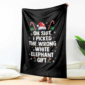 Funny Oh Shit I Picked The Wrong White Elephant Gift Throw Blanket Christmas Gift Exchange Santa Hat TS11 Print Your Wear