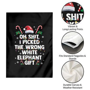 Funny Oh Shit I Picked The Wrong White Elephant Gift Garden Flag Christmas Gift Exchange Santa Hat TS11 Print Your Wear