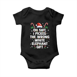 Funny Oh Shit I Picked The Wrong White Elephant Gift Baby Onesie Christmas Gift Exchange Santa Hat TS11 Black Print Your Wear