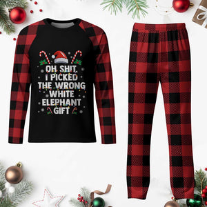 Funny Oh Shit I Picked The Wrong White Elephant Gift Plaid Pajama Set Christmas Gift Exchange Santa Hat TS11 Buffalo Plaid Print Your Wear