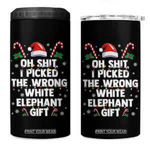 Funny Oh Shit I Picked The Wrong White Elephant Gift 4 in 1 Can Cooler Tumbler Christmas Gift Exchange Santa Hat TS11 One Size: 16 oz Black Print Your Wear